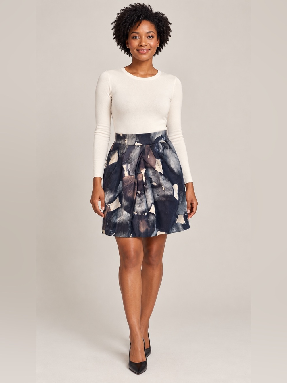 Teri Jon Size 2 Abstract Print Pleated Skirt Y2K/Early 2010’s Vintage
